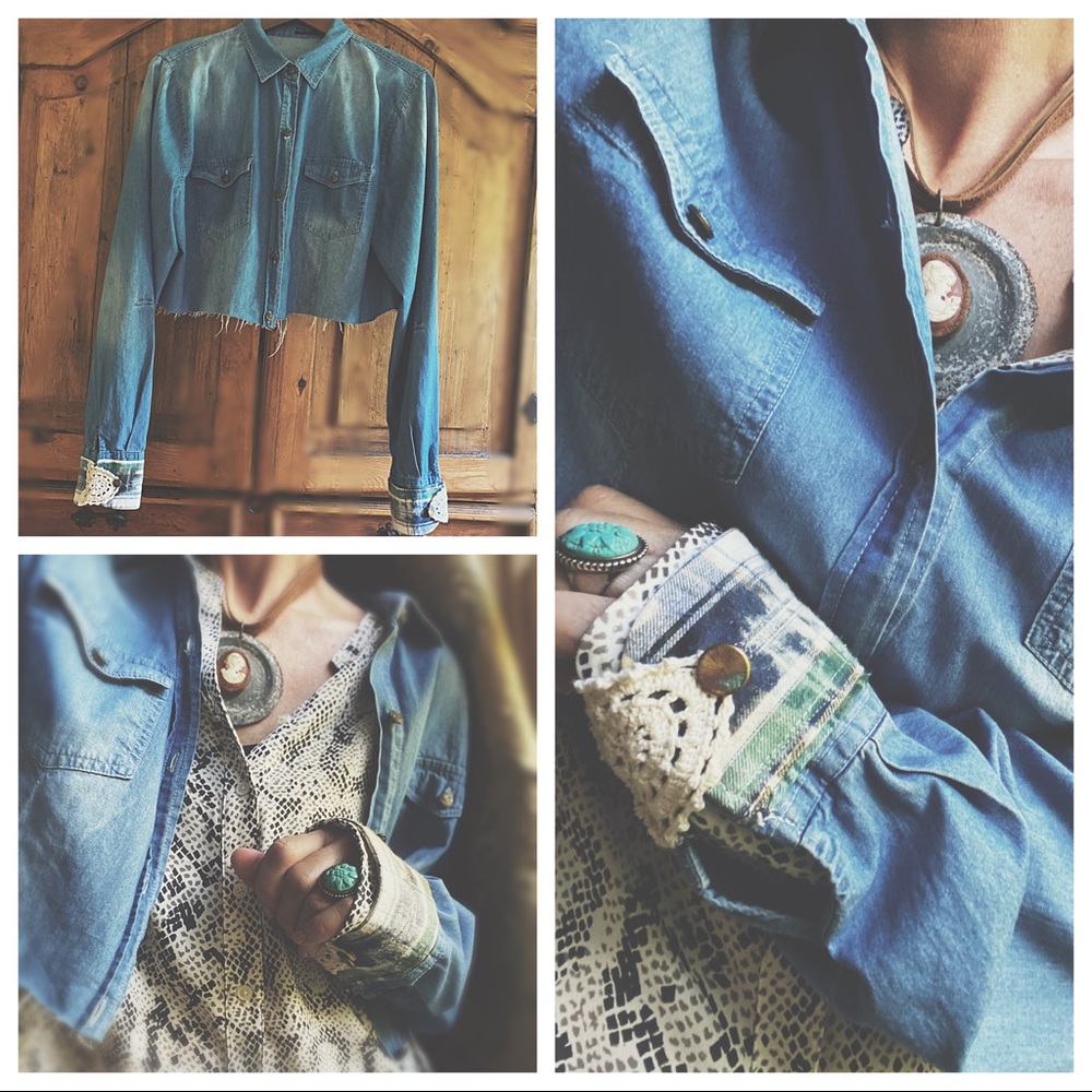 Button down The Ross Dip Dye & Lace Detail Cuff HP🌵 - Picture 3 of 16